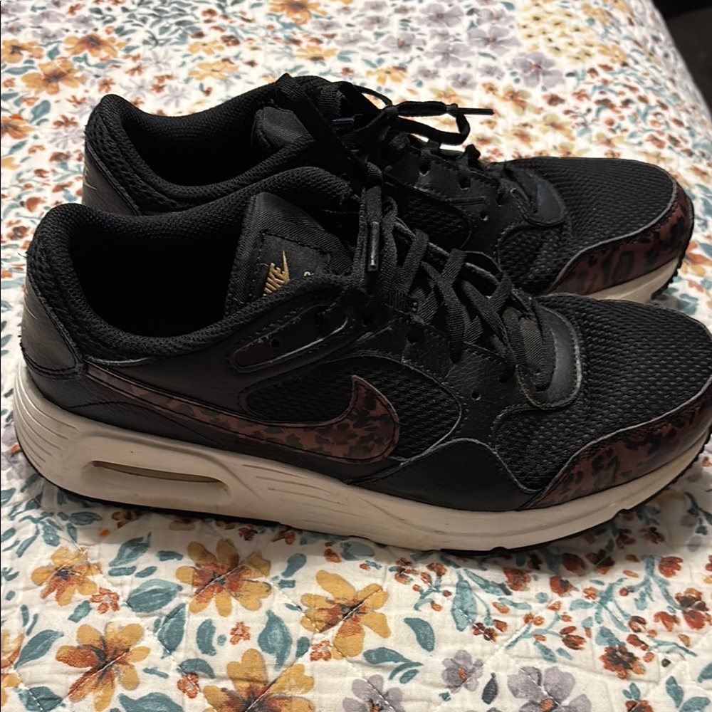 Nike Black and Brown Sneakers with Air Cushioning animal print